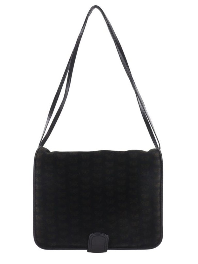 Bottega Veneta 2-Way Shoulder Butterfly Pattern Suede Black Tote Bag